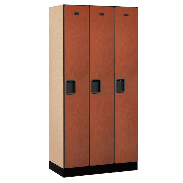 Wardrobe Locker, 36" W, 18" D, 76" H, (3) Wide, (3) Openings, Cherry